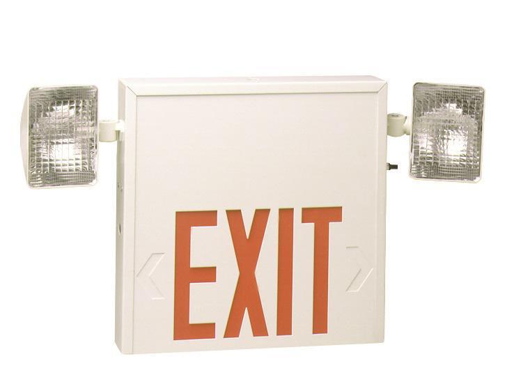 E100 II Combo LED Exit, 12W Lead Calcium, Black Frame, Double Face, Green Letters, No Heads, Universal